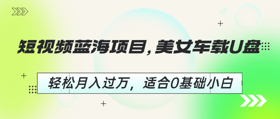 短视频蓝海项目,美女车载U盘,轻松月入过万,适合0基础小白-高华