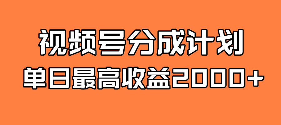 全新蓝海 视频号掘金计划 日入2000+-高华