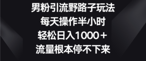 男粉引流野路子玩法,每天操作半小时轻松日入1000+,流量根本停不下来-高华