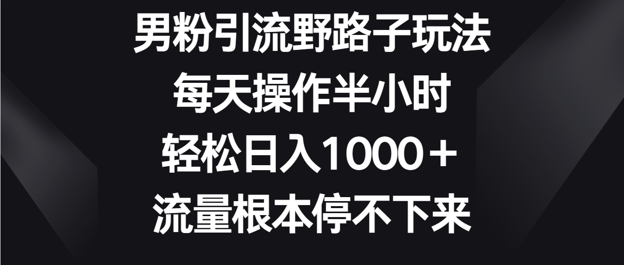 男粉引流野路子玩法,每天操作半小时轻松日入1000+,流量根本停不下来-高华