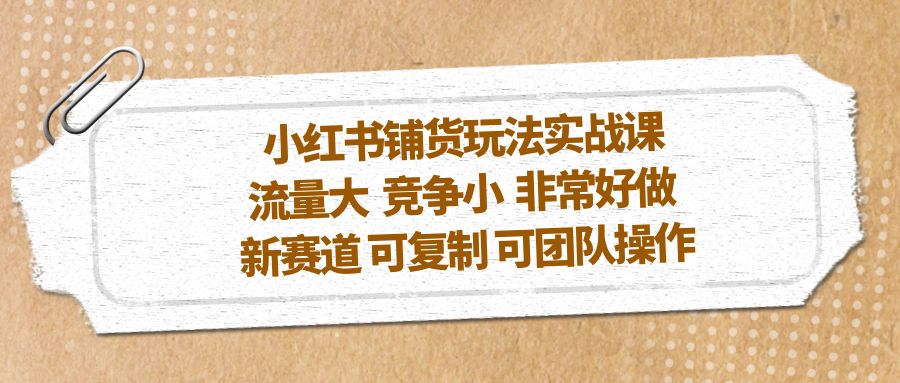 小红书铺货玩法实战课,流量大 竞争小 非常好做 新赛道 可复制 可团队操作-高华
