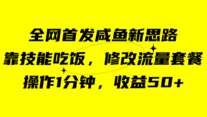 咸鱼冷门新玩法,靠“技能吃饭”,修改流量套餐,操作1分钟,收益50+-高华