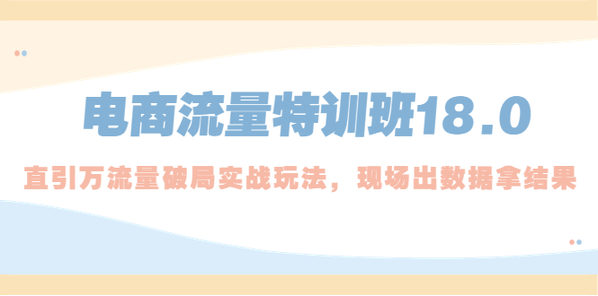 电商流量特训班18.0,直引万流量破局实操玩法,现场出数据拿结果-高华