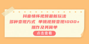 抖音情怀视频最新玩法,多种变现方式,单挑视频变现1000+,操作及其简单.-高华