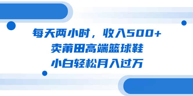 每天两小时,收入500+,卖莆田高端篮球鞋,小白轻松月入过万(教程+素材).-高华