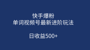 快手爆粉,单词视频号最新进阶玩法,日收益500+(教程+素材)-高华