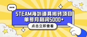 收费6980的Steam海外道具搬砖项目,单号月收益5000+全套实操教程-高华