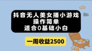 抖音无人美女播小游戏,操作简单,适合0基础小白一周收益2500-高华