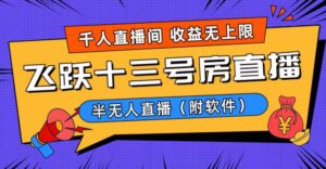 爆火飞跃十三号房半无人直播,一场直播上千人,日入过万!(附软件)-高华