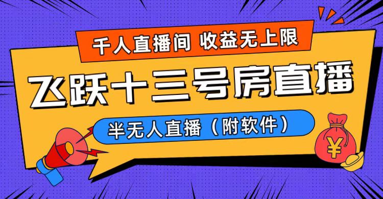 爆火飞跃十三号房半无人直播,一场直播上千人,日入过万!(附软件)-高华