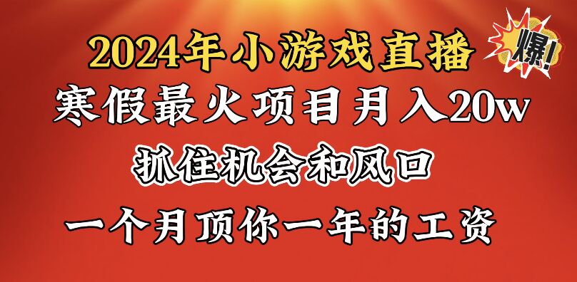 2024年寒假爆火项目,小游戏直播月入20w+,学会了之后你将翻身-高华