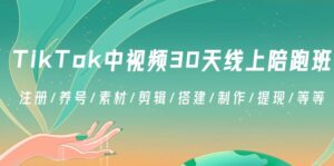 TikTok中视频-30天线上陪跑班:注册/养号/素材/剪辑/搭建/制作/提现/等等-高华