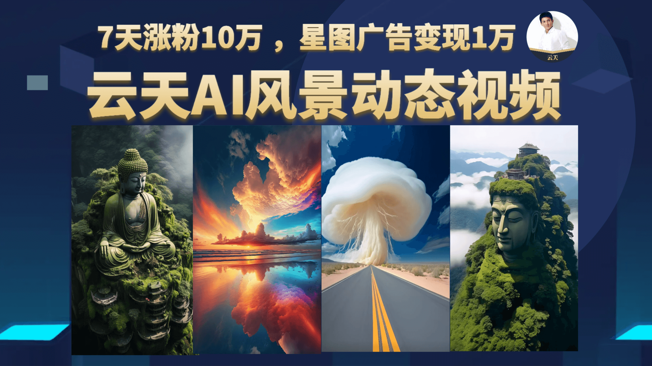 云天AI风景动图视频制作,7天涨粉10万 ,星图广告变现1万-高华