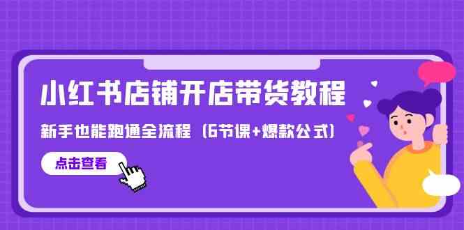 (9883期)最新小红书店铺开店带货教程,新手也能跑通全流程(6节课+爆款公式)-高华