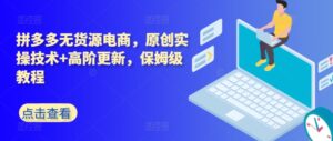 拼多多无货源电商,原创实操技术+高阶更新,保姆级教程-高华