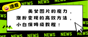 美女图片的魔力,涨粉变现的高效方法,小白保姆级教程!-高华