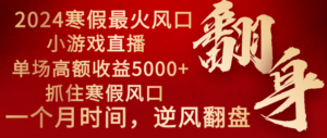 2024年最火寒假风口项目 小游戏直播 单场收益5000+抓住风口 一个月直接提车-高华