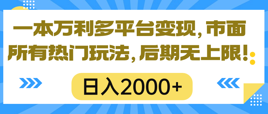 (10311期)一本万利多平台变现,市面所有热门玩法,日入2000+,后期无上限!-高华