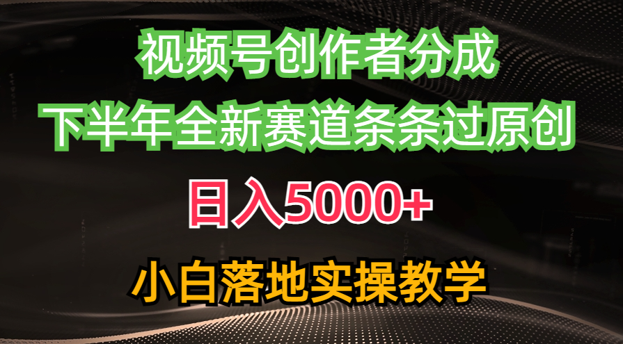 (10294期)视频号创作者分成最新玩法,日入5000+  下半年全新赛道条条过原创,小…-高华