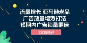 (10112期)流量增长 亚马逊老品广告放量增效打法,短期内广告销量翻倍(3堂直播课)-高华
