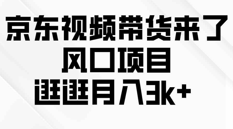 (10025期)京东短视频带货来了,风口项目,逛逛月入3k+-高华