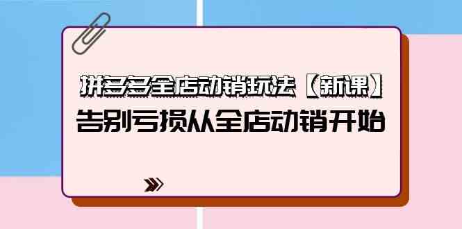 （9974期）拼多多全店动销玩法【新课】，告别亏损从全店动销开始（4节视频课）-高华