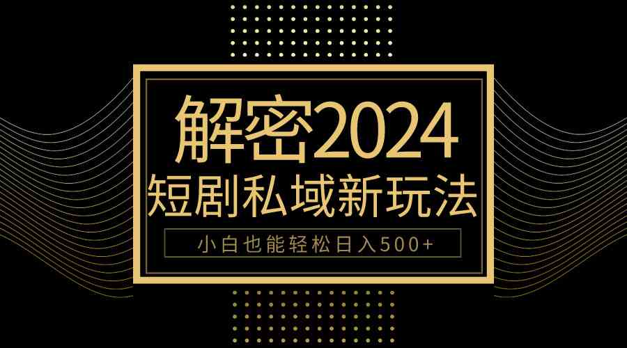 （9951期）10分钟教会你2024玩转短剧私域变现，小白也能轻松日入500+-高华