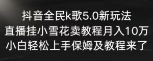 抖音全民k歌5.0新玩法,直播挂小雪花卖教程月入10万,小白轻松上手,保姆及教程来了-高华