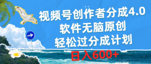 (10339期)视频号创作者分成4.0,软件无脑原创,轻松过分成计划,日入600+-高华