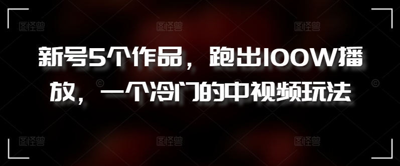 新号5个作品,跑出100W播放,一个冷门的中视频玩法-高华