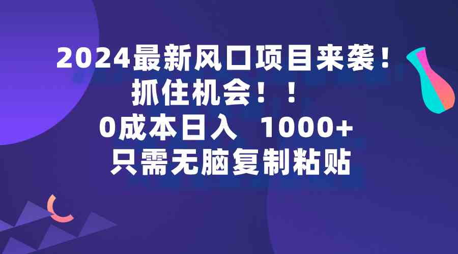 (9899期)2024最新风口项目来袭,抓住机会,0成本一部手机日入1000+,只需无脑复…-高华