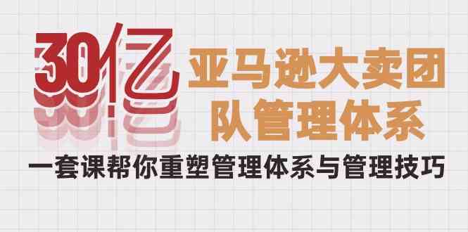 (10178期)30亿-亚马逊大卖团队管理体系,一套课帮你重塑管理体系与管理技巧-高华
