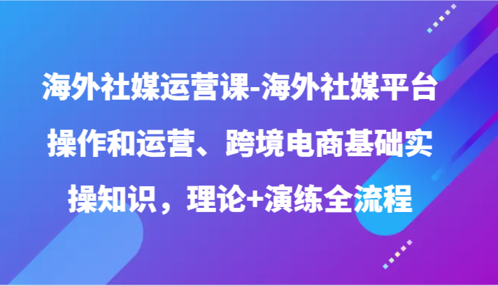 海外社媒运营课-海外社媒平台操作和运营、跨境电商基础实操知识,理论+演练全流程-高华