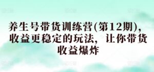 养生号带货训练营(第12期),收益更稳定的玩法,让你带货收益爆炸-高华
