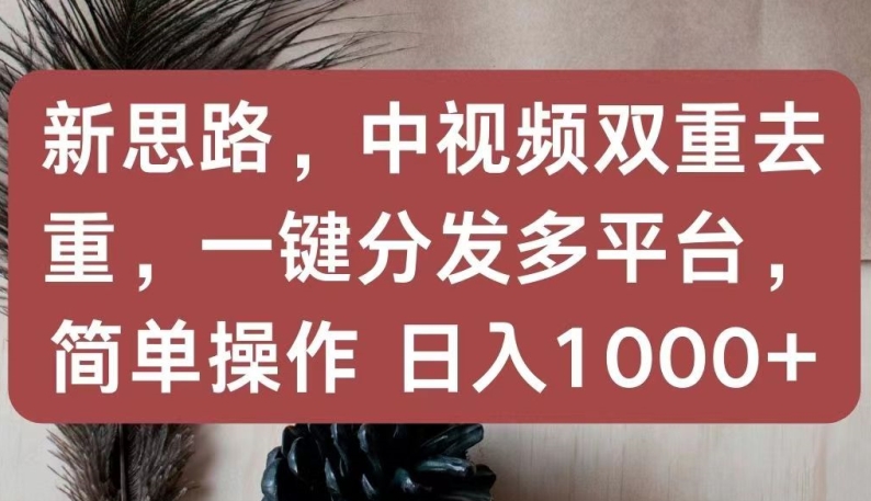 新思路,中视频双重去重,一键分发多平台,简单操作,日入1000+-高华
