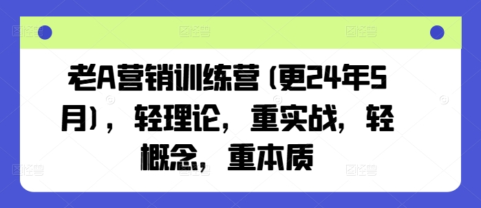 老A营销训练营(更24年5月),轻理论,重实战,轻概念,重本质-高华