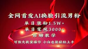 全网独创首发AI换脸引流男粉单日涨粉1.5W+变现3000+小白也能上手快速拿结果-高华