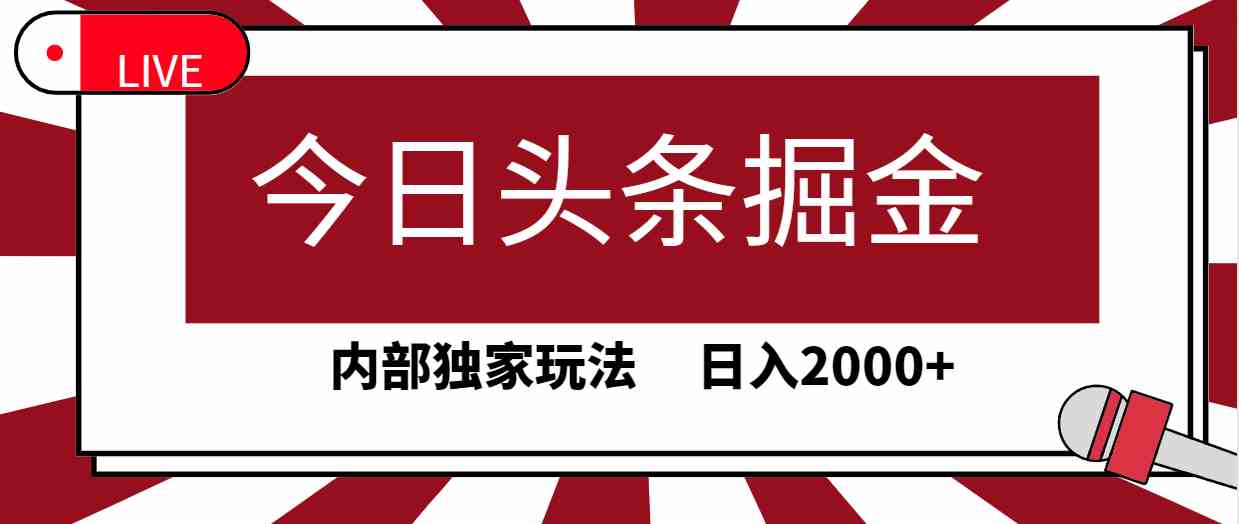 (9832期)今日头条掘金,30秒一篇文章,内部独家玩法,日入2000+-高华