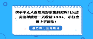 快手半无人直播荒野求生刺激冷门玩法,实测单账号一天收益300+,小白也…-高华